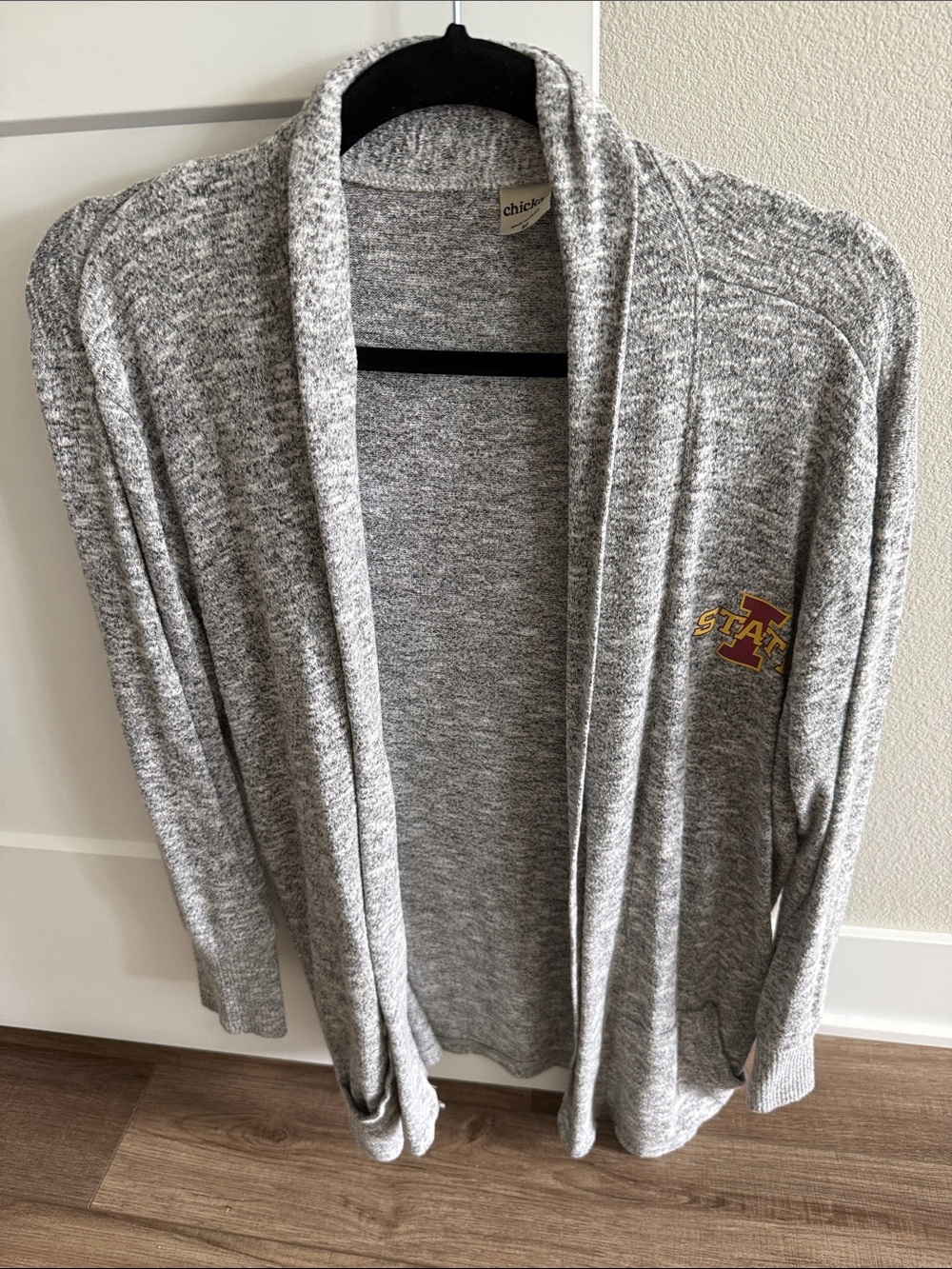 Chicka-d Iowa State Gray Open-Front Cardigan Sweater